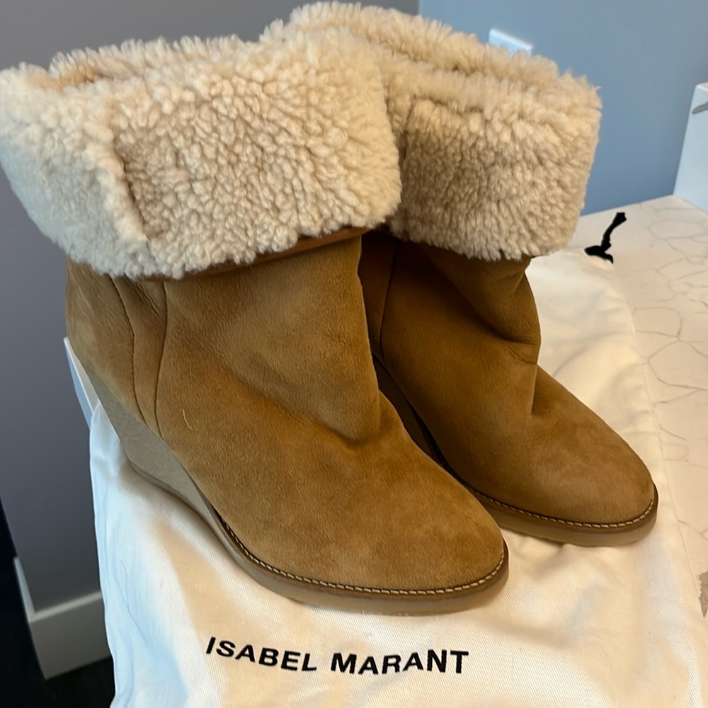 Isabel Marant Totam Shearling Wedge Boots 40 NWOT.